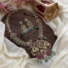 Precious Temple Long Neckpiece-Aqua Green Beads-Pearl-G14110