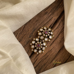 Red Pink & White Victorian Diamond Studs -VV1393