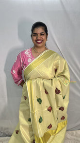 Vriksham Pista Green Color Kasavu Tissue Cotton Saree Embroidered-VS4344