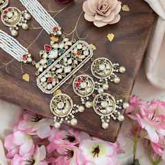 Pearl Layered Victorian Diamond Pendant Haram-Navrathna-VV1823