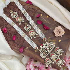 Pearl Layered Victorian Diamond Pendant Haram-Red Green-VV1822