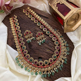 Premium Long Coin Haram-Coral-Aqua Green Beads-Pearl-G14122