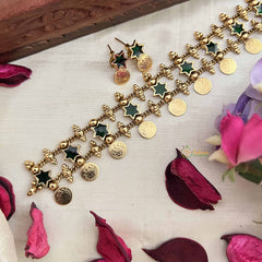 Vriksham Nakshatra With Lakshmi Coin Green Stone Neckpiece-G20570