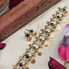 Vriksham Nakshatra With Lakshmi Coin Green Stone Neckpiece-G20570