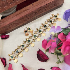 Vriksham Nakshatra With Lakshmi Coin Green Stone Neckpiece-G20570