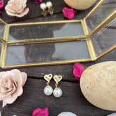 Vriksham Heart With Big Pearl Anti Tarnish Stainless Steel Earring-G17715