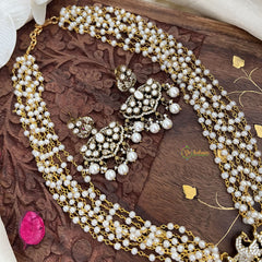 Pearl Victorian Diamond Pendant Neckpiece -Orange -VV695