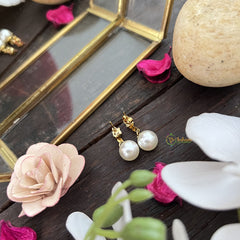 Vriksham Foot With Big Pearl Anti Tarnish Stainless Steel Earring-G17712