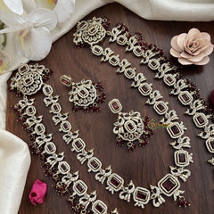 Exquisite 2 Layer Victorian Diamond Long Neckpiece-Red-VV1670