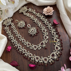 Exquisite 2 Layer Victorian Diamond Long Neckpiece-Red-VV1670