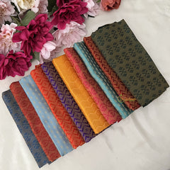 Vriksham Multicolour Unstitched Brocade Blouse Bits (Set of 10)-RG181