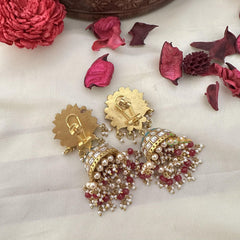 Jadau Kundan Lotus Jhumka-Sky Blue-J2466