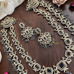 Exquisite 2 Layer Victorian Diamond Long Neckpiece-Purple-VV1667