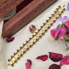 Vriksham Temple Glow Lakshmi Coin Red Stone Neckpiece-G20572