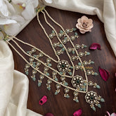 Premium 3 Lada Victorian Diamond Mala-Aqua Green Bead-Pearl-VV1790