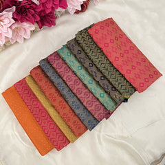 Vriksham Multicolour Unstitched Brocade Blouse Bits (Set Of 10)-RG183