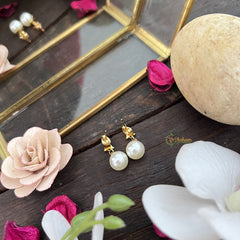 Vriksham Brush With Big Pearl Anti Tarnish Stainless Steel Earring-G17713