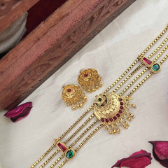 Vriksham Traditional Kerala Style Floral Pendant Golden Beads Neckpiece-G20573