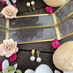 Vriksham Hand With Big Pearl Anti Tarnish Stainless Steel Earring-G17714