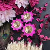 Vriksham Brass Plated Floral Diya-(Pack of 3)-RG169