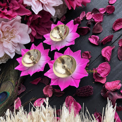 Vriksham Brass Plated Floral Diya-(Pack of 3)-RG169