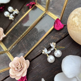 Vriksham Antique Leaf Shape Stone Big Pearl Anti Tarnish Stainless Steel Earring-G17716