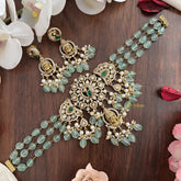 Green Bead Victorian Diamond Temple Choker-VV027
