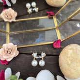 Vriksham Antique Leaf Shape Stone Big Pearl Anti Tarnish Stainless Steel Earring-G17716