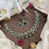 Elegant Victorian Diamond Short Neckpiece-Green-VV1918