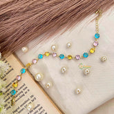 Vriksham Multi-Color Round AD Stone Gold-Alike Tennis Open-Style Bracelet-G21918