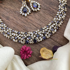 Elegant Victorian Diamond Short Neckpiece-Purple-VV1917