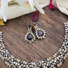 Elegant Victorian Diamond Short Neckpiece-Purple-VV1917