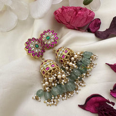 Floral Jadau Kundan Jhumkas-J2518
