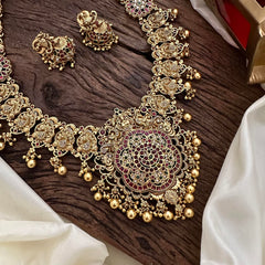 Designer Floral Pendant Haram-Gold Bead-G14132