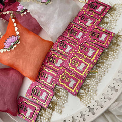 Vriksham Spiritual Festive Favor Combo-Blessing Cards with Beads & Gift Bags-Pink (Pack of 6)-RG348