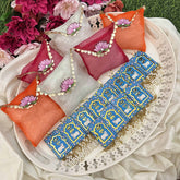 Vriksham Spiritual Festive Favor Combo-Blessing Cards with Beads & Gift Bags-Blue (Pack of 6)-RG349