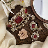 Ruby Red Victorian Diamond High Neck Choker-VV035