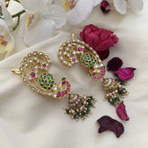 Precious Jadau Kundan Peacock Cuff Jhumkas-Pearls-J2497