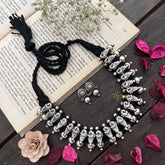Vriksham Ethnic Peacock Statement Silver Oxidized Silver Neckpiece-S920