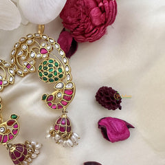 Precious Peacock Cuff Jhumkas-Rice Pearl-J2442