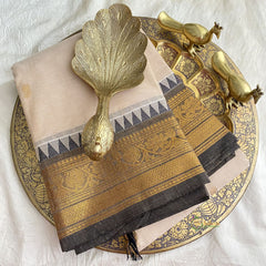 Skin Kanchi Cotton Saree with Golden Border - Handloom - VS3679