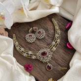 Premium Red Victorian Diamond Hasli Choker-VV1909