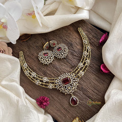 Premium Red Victorian Diamond Hasli Choker-VV1909