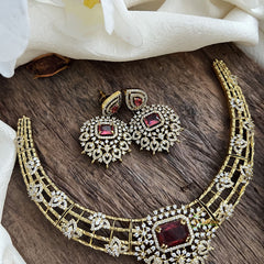 Premium Red Victorian Diamond Hasli Choker-VV1909