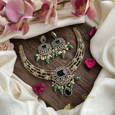Premium Green Victorian Diamond Hasli Choker-VV1908