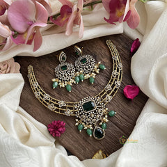 Premium Green Victorian Diamond Hasli Choker-VV1908