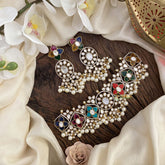 Premium Navrathna Victorian Diamond High Neck Choker - VV1331