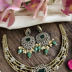 Premium Green Victorian Diamond Hasli Choker-VV1908