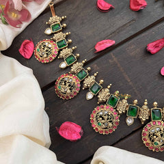 Vriksham Classic Peacock Annum Style Green Motif 1 gm gold Neckpiece-G20769