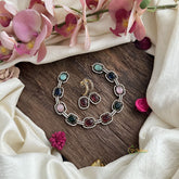 Stylish Multicolor Stone Victorian Diamond Neckpiece-VV1920